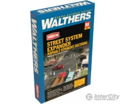 Walthers Cornerstone HO 3195 Asphalt Street System -- Straight Sections Pkg(10) With Accessories -Walthers Sales walthers cornerstone ho 3195 asphalt street system straight sections pkg 10 with accessories roads streets 355