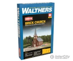 Walthers Cornerstone HO 3496 Brick Church -- Kit - 8-1/16 X 4-9/16 X 10-3/4" 20.4 X 11.5 X 27.2cm -Walthers Sales walthers cornerstone ho 3496 brick church kit 8 1 16 x 4 9 10 3 20 11 5 27 2cm structures 573
