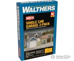 Walthers Cornerstone HO 3796 Single-Car Garage Pkg(2) -- Kit - Each: 2-5/8 X 1-5/8 X 1-11/16" 6.6 X 4 X 4.1cm -Walthers Sales walthers cornerstone ho 3796 single car garage pkg 2 kit each 5 8 x 1 11 16 6 4 1cm structures 381