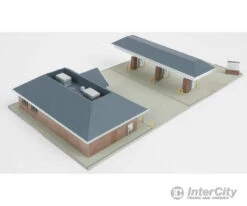 Walthers Cornerstone N 3885 Modern Gas Station -- Kit - Main Building: 5-3/4 X 3-5/8 X 1-3/4" 14.6 X 9.2 X 4.4cm -Walthers Sales walthers cornerstone n 3885 modern gas station kit main building 5 3 4 x 8 1 14 6 9 2 4cm structures 127