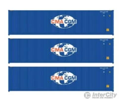 Walthers HO 18251 40' Fully Corrugated Container - 3-Pack - CMA-CGM