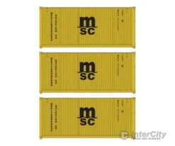 Walthers HO 949-18054 20' Fully Corrugated Container - 3-Pack - Mediterranean Shipping Co.