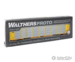 Walthers Life-Like HO 101418 89' Thrall Enclosed Tri-Level Auto Carrier - Ready To Run -- Chicago & North Western(TM) ETTX Flat #701581 (yellow, Silver) -Walthers Sales walthers life like ho 101418 89 thrall enclosed tri level auto carrier ready to run chicago north western tm ettx flat 701581 yellow silver freight cars 521