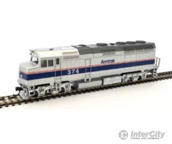 Walthers Mainline 19467 EMD F40PH - ESU Sound And DCC -- Amtrak(R) #374 (Phase IV; Silver, Wide Blue, Thin Red, White Stripes)