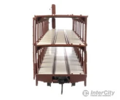 Walthers Mainline 8202 89' Flatcar W/Tri-Level Open Auto Rack - Ready To Run -- Chicago, Burlington & Quincy Rack Trailer-Train Flatcar TTKX #905076 (brown) -Walthers Sales walthers mainline 8202 89 flatcar w tri level open auto rack ready to run chicago burlington quincy trailer train ttkx 905076 brown freight cars 673