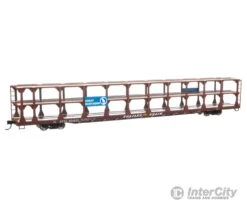Walthers Mainline 8212 89' Flatcar W/Tri-Level Open Auto Rack - Ready To Run -- Great Northern Rack Trailer-Train Flatcar RTTX #501922 (brown) -Walthers Sales walthers mainline 8212 89 flatcar w tri level open auto rack ready to run great northern trailer train rttx 501922 brown freight cars 789