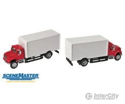 Walthers SceneMaster 11291 International(R) 4900 Single-Axle Box Van - Assembled -- Red Cab, White Body