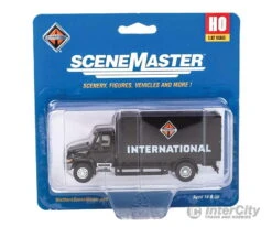 Walthers SceneMaster 11292 International(R) 4900 Single-Axle Box Van - Assembled -- International (black) -Walthers Sales walthers scenemaster 11292 international r 4900 single axle box van assembled black cars trucks 687