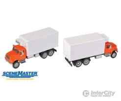Walthers SceneMaster 11393 International(R) 4900 Dual-Axle Refrigerated Van - Assembled -- Orange Cab, White Body