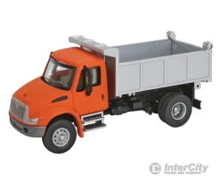 Walthers SceneMaster 11633 International(R) 4300 Single-Axle Dump Truck - Assembled -- Orange Cab, Silver Dump Bed