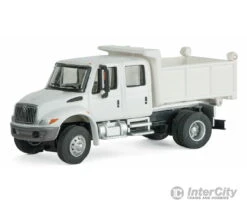 Walthers SceneMaster 11634 International(R) 4300 Crew Cab Dump Truck - Assembled -- White W/Railroad Maintenance-of-Way Logo Decals