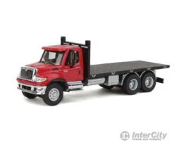Walthers SceneMaster 11652 International(R) 7600 3-Axle Flatbed Truck - Assembled -- Red Cab, Black Flatbed