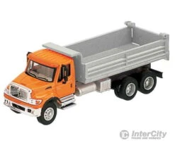 Walthers SceneMaster 11661 International(R) 7600 3-Axle Heavy-Duty Dump Truck - Assembled -- Orange Cab, Silver Dump Body