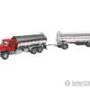 Walthers SceneMaster 11670 International(R) 7600 Tank Truck With Trailer- Assembled -- Red Cab, Chrome Tanks