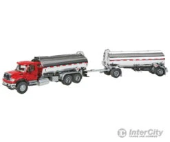 Walthers SceneMaster 11671 International(R) 7600 Tank Truck W/Trailer - Assembled -- Al's Victory Service, Interstate Oil & Winner's Circle Decals (red, Chrome)
