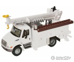 Walthers SceneMaster 11733 International(R) 4300 Utility Truck W/Drill - Assembled -- White W/Railroad Maintenance-of-Way Logo Decals