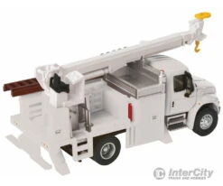 Walthers SceneMaster 11733 International(R) 4300 Utility Truck W/Drill - Assembled -- White W/Railroad Maintenance-of-Way Logo Decals -Walthers Sales walthers scenemaster 11733 international r 4300 utility truck w drill assembled white railroad maintenance of way logo decals cars trucks 194