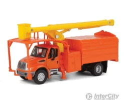 Walthers SceneMaster 11744 International(R) 4300 2-Axle Truck With Tree Trimmer Body - Assembled -- Orange Cab And Body, Yellow Boom