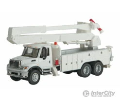 Walthers SceneMaster 11753 International(R) 7600 Utility Truck W/Bucket Lift - Assembled -- White, Railroad Maintenance-of-way Logo Decals