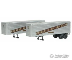 Walthers SceneMaster 2405 35' Fluted-Side Trailer 2-Pack - Assembled -- Pennsylvania Railroad (silver, Tuscan) -Walthers Sales walthers scenemaster 2405 35 fluted side trailer 2 pack assembled pennsylvania railroad silver tuscan freight loads containers 175