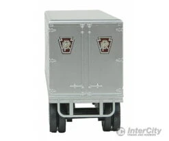 Walthers SceneMaster 2405 35' Fluted-Side Trailer 2-Pack - Assembled -- Pennsylvania Railroad (silver, Tuscan) -Walthers Sales walthers scenemaster 2405 35 fluted side trailer 2 pack assembled pennsylvania railroad silver tuscan freight loads containers 512