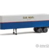 Walthers SceneMaster 2426 35' Fluted-Side Trailer 2-Pack - Assembled -- US Mail (blue, White, Red Stripe, Gold Shadow Lettering)