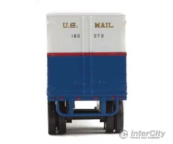 Walthers SceneMaster 2426 35' Fluted-Side Trailer 2-Pack - Assembled -- US Mail (blue, White, Red Stripe, Gold Shadow Lettering) -Walthers Sales walthers scenemaster 2426 35 fluted side trailer 2 pack assembled us mail blue white red stripe gold shadow lettering freight loads containers 338
