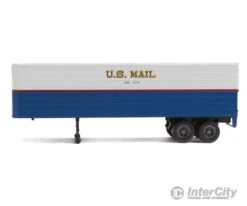 Walthers SceneMaster 2426 35' Fluted-Side Trailer 2-Pack - Assembled -- US Mail (blue, White, Red Stripe, Gold Shadow Lettering) -Walthers Sales walthers scenemaster 2426 35 fluted side trailer 2 pack assembled us mail blue white red stripe gold shadow lettering freight loads containers 668