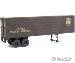 Walthers SceneMaster 2428 35' Fluted-Side Trailer 2-Pack - Assembled -- United Parcel Service (1950s-1960s; Brown, Gold; Bowtie Logo) -Walthers Sales walthers scenemaster 2428 35 fluted side trailer 2 pack assembled united parcel service 1950s 1960s brown gold bowtie logo freight loads containers 201
