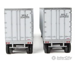 Walthers SceneMaster 2513 40' Trailmobile Trailer 2-Pack - Assembled -- Milwaukee Road (white, Red Logo) -Walthers Sales walthers scenemaster 2513 40 trailmobile trailer 2 pack assembled milwaukee road white red logo freight loads containers 690
