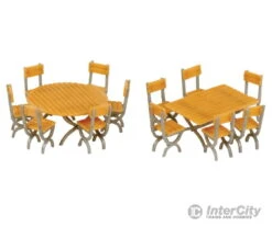Walthers SceneMaster 4191 Tables And Chairs - Kit -- One Each Square And Round Tables, 12 Chairs
