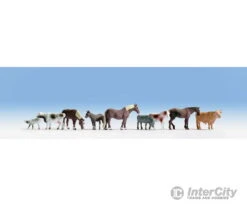 Walthers SceneMaster 6073 Large Farm Animals -- 9 Assorted Horses And Cattle