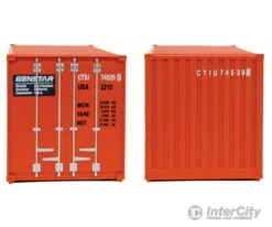 Walthers SceneMaster 8003 20' Corrugated Container With Flat Panel - Assembled -- Genstar (orange, Blue, White) -Walthers Sales walthers scenemaster 8003 20 corrugated container with flat panel assembled genstar orange blue white freight loads containers 632