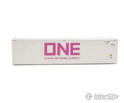 Walthers SceneMaster 8364 40' Hi-Cube Smooth-Side Reefer Container - Assembled -- Ocean Network Express - ONE (white, Magenta) -Walthers Sales walthers scenemaster 8364 40 hi cube smooth side reefer container assembled ocean network express one white magenta freight loads containers 173