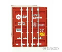 Walthers SceneMaster 8521 53' Singamas Corrugated-Side Container - Assembled -- Hub Group (red, White) -Walthers Sales walthers scenemaster 8521 53 singamas corrugated side container assembled hub group red white freight loads containers 192