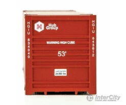 Walthers SceneMaster 8521 53' Singamas Corrugated-Side Container - Assembled -- Hub Group (red, White) -Walthers Sales walthers scenemaster 8521 53 singamas corrugated side container assembled hub group red white freight loads containers 745