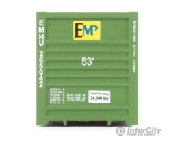 Walthers SceneMaster 8530 53' Singamas Corrugated-Side Container - Assembled -- EMP (green, Blue, Yellow) -Walthers Sales walthers scenemaster 8530 53 singamas corrugated side container assembled emp green blue yellow freight loads containers 578