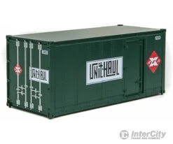 Walthers SceneMaster 8680 20' Smooth-Side Container With Right Side Door 2-Pack - Ready To Run -- Railway Express Agency #260090, 260092 (green, Red; Unit Haul Logo) -Walthers Sales walthers scenemaster 8680 20 smooth side container with right door 2 pack ready to run railway express agency 260090 260092 green red unit haul logo freight 208