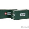 Walthers SceneMaster 8680 20' Smooth-Side Container With Right Side Door 2-Pack - Ready To Run -- Railway Express Agency #260090, 260092 (green, Red; Unit Haul Logo) -Walthers Sales walthers scenemaster 8680 20 smooth side container with right door 2 pack ready to run railway express agency 260090 260092 green red unit haul logo freight 357