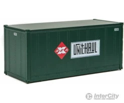 Walthers SceneMaster 8680 20' Smooth-Side Container With Right Side Door 2-Pack - Ready To Run -- Railway Express Agency #260090, 260092 (green, Red; Unit Haul Logo) -Walthers Sales walthers scenemaster 8680 20 smooth side container with right door 2 pack ready to run railway express agency 260090 260092 green red unit haul logo freight 423