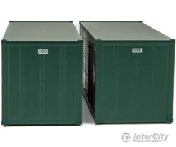 Walthers SceneMaster 8680 20' Smooth-Side Container With Right Side Door 2-Pack - Ready To Run -- Railway Express Agency #260090, 260092 (green, Red; Unit Haul Logo) -Walthers Sales walthers scenemaster 8680 20 smooth side container with right door 2 pack ready to run railway express agency 260090 260092 green red unit haul logo freight 528