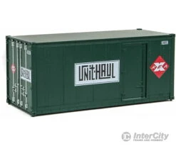 Walthers SceneMaster 8680 20' Smooth-Side Container With Right Side Door 2-Pack - Ready To Run -- Railway Express Agency #260090, 260092 (green, Red; Unit Haul Logo) -Walthers Sales walthers scenemaster 8680 20 smooth side container with right door 2 pack ready to run railway express agency 260090 260092 green red unit haul logo freight 877