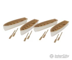Walthers Scenemaster HO 4163 Row Boat 4-Pack - Assembled -- White, Tan