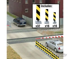 Walthers Scenemaster HO 4168 Quiet Crossing Lane Markers -- Kit (yellow, Black Stripes)