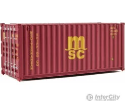 Walthers Scenemaster HO 8059 20' Corrugated Container - Assembled -- Mediterranean Shipping Co. (MSC) (red)