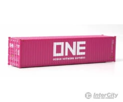 Walthers Scenemaster HO 8275 40' Hi-Cube Corrugated-Side Container - Assembled -- Ocean Network Express - ONE (magenta, White)