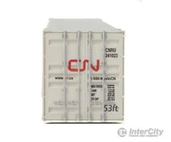 Walthers Scenemaster HO 8537 53' Singamas Corrugated-Side Container - Assembled -- Canadian National (gray, Red; Three Modes, Noodle Logo) -Walthers Sales walthers scenemaster ho 8537 53 singamas corrugated side container assembled canadian national gray red three modes noodle logo freight loads containers 402