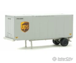 Walthers Scenemaster HO 8601 28' Container With Chassis 2-Pack - Assembled -- United Parcel Service (Modern Shield Logo; Gray, Brown, Yellow)