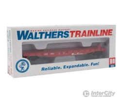 Walthers Trainline 1605 Flatcar - Ready To Run -- Atchison, Topeka & Santa Fe #88985 (red, White) -Walthers Sales walthers trainline 1605 flatcar ready to run atchison topeka santa fe 88985 red white freight cars 859