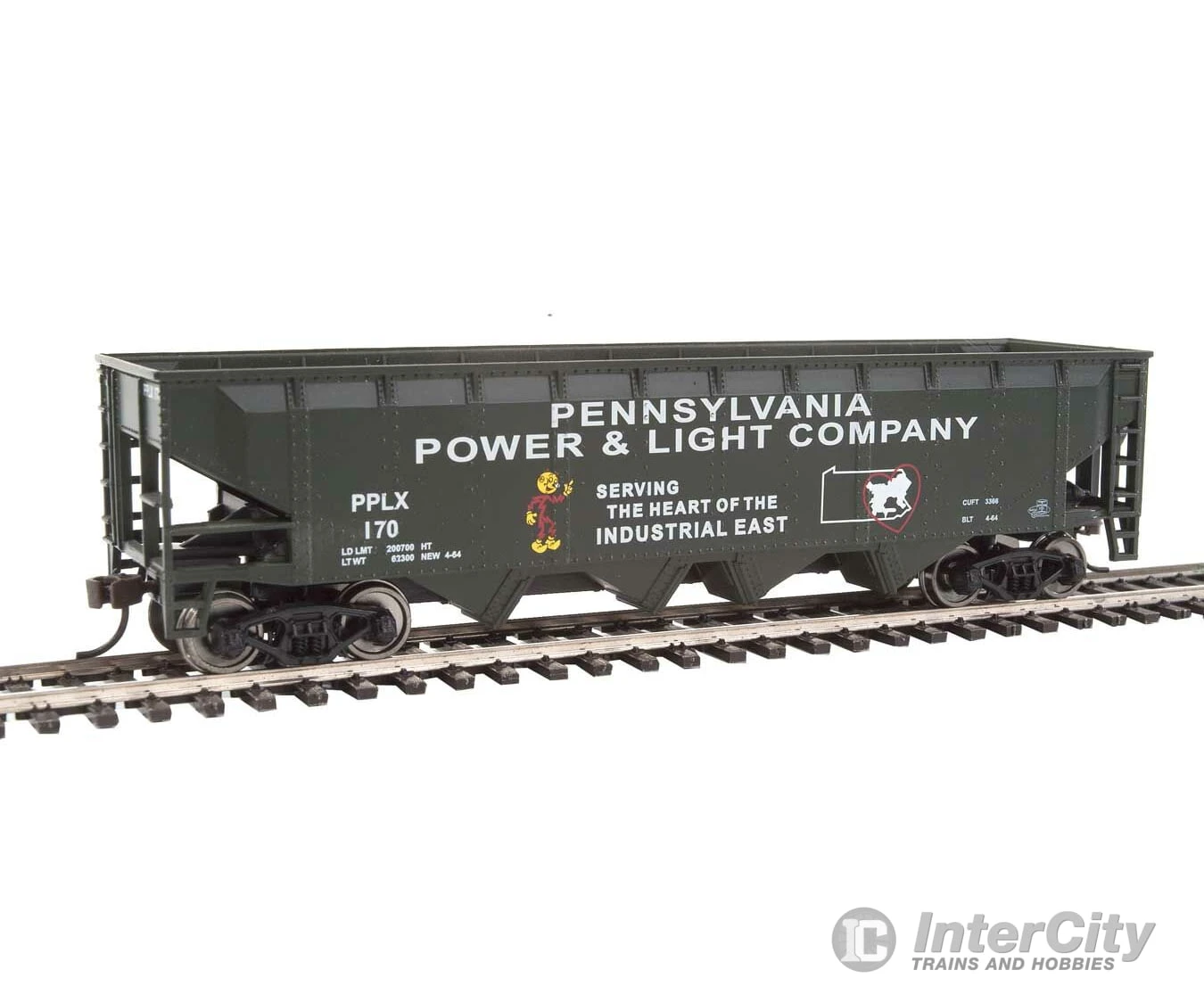 Walthers Trainline 1659 Offset Quad Hopper - Ready To Run -- Pennsylvania Power & Light PPLX #170 4 Walthers Trainline 1659 Offset Quad Hopper - Ready To Run -- Pennsylvania Power & Light PPLX #170 - Image 2